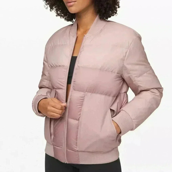 LULULEMON Roam Far Waterproof Wool Down Bomber Dual Jacket Sz 8 Porcelain Pink - Picture 2 of 13